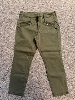 Olive Green Zip Pocket Skinny Pants